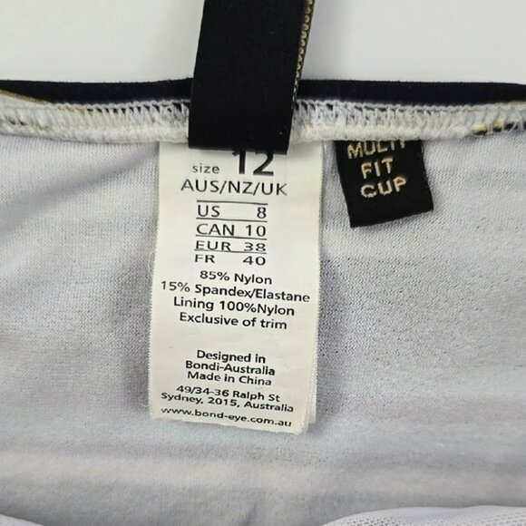 Bond-Eye Australia Women's Teal Black Striped Tankini Swim Top Padded Cups Sz 8 - Picture 12 of 16